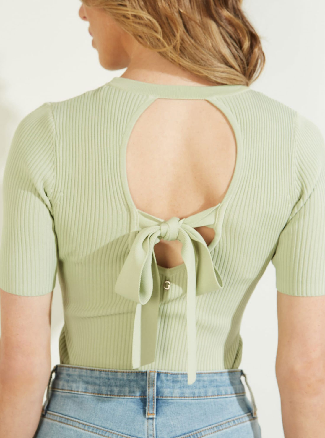 GUESS Womens Green Eliane Knit Top W2GR08Z2U00 Back Detail  View