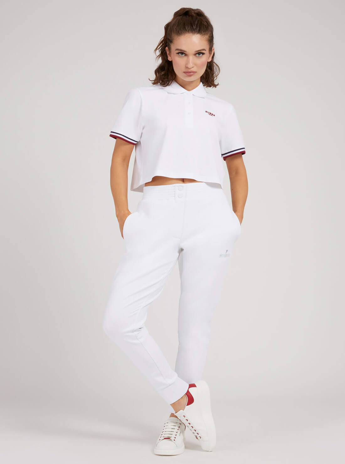GUESS Womens  White Alissa Active T-Shirt O1RA22K9WF1 Full View