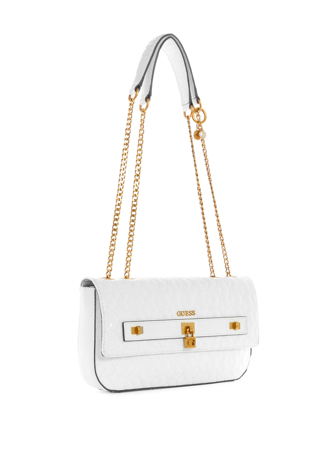 GUESS Womens White Isidora Convertible Crossbody Bag GB854721 Front Side View