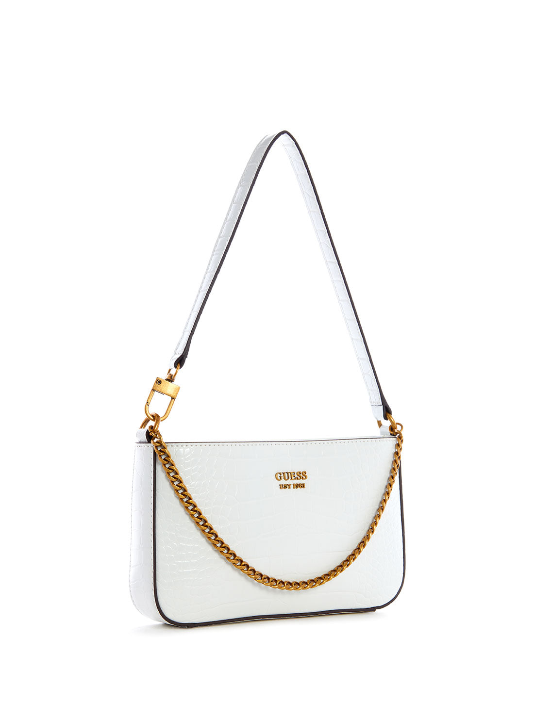 White Katey Croco Mini Shoulder Bag