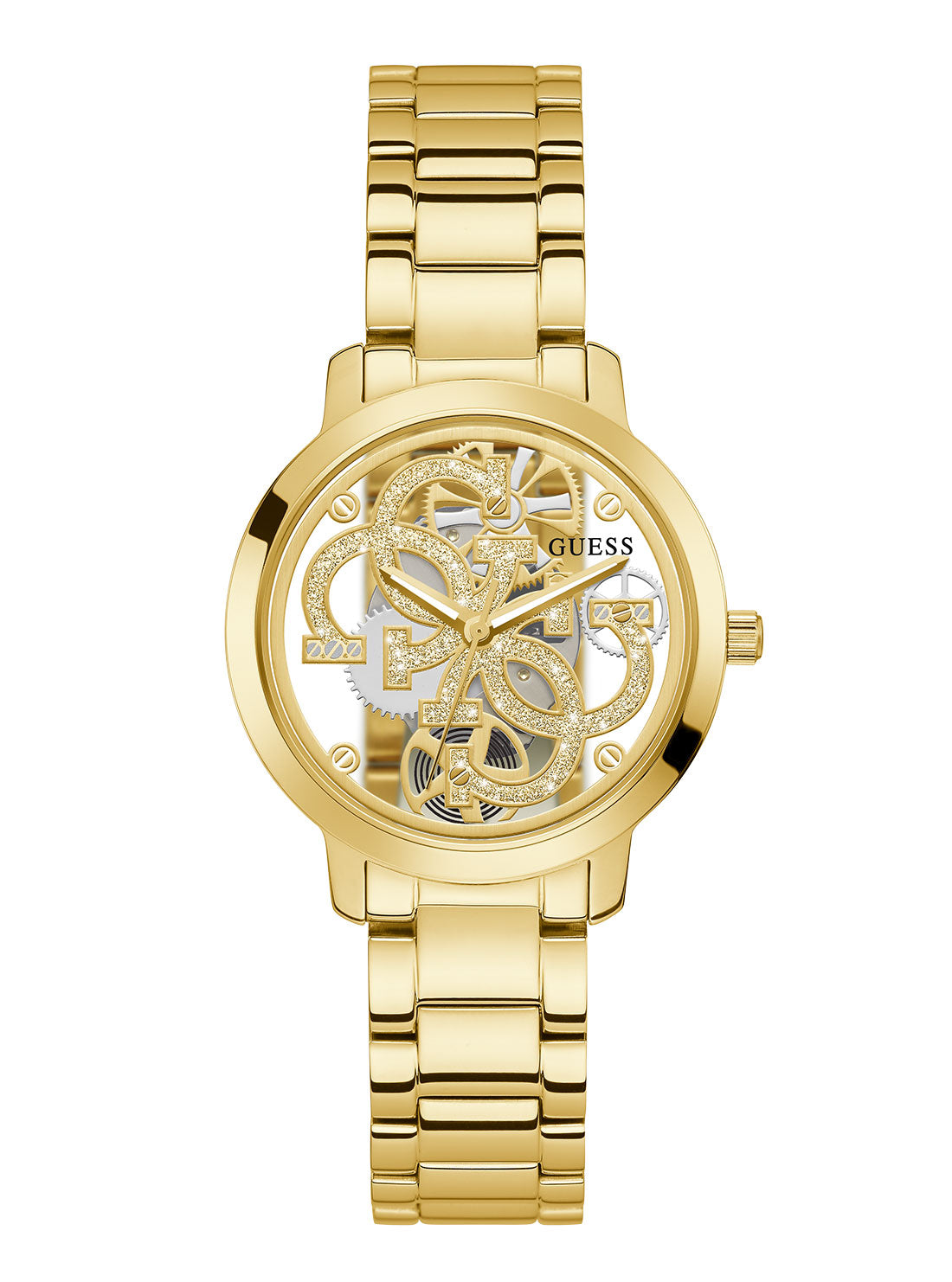 GUESS Womens Gold Quattro G Champ Watch GW0300L2 Front View