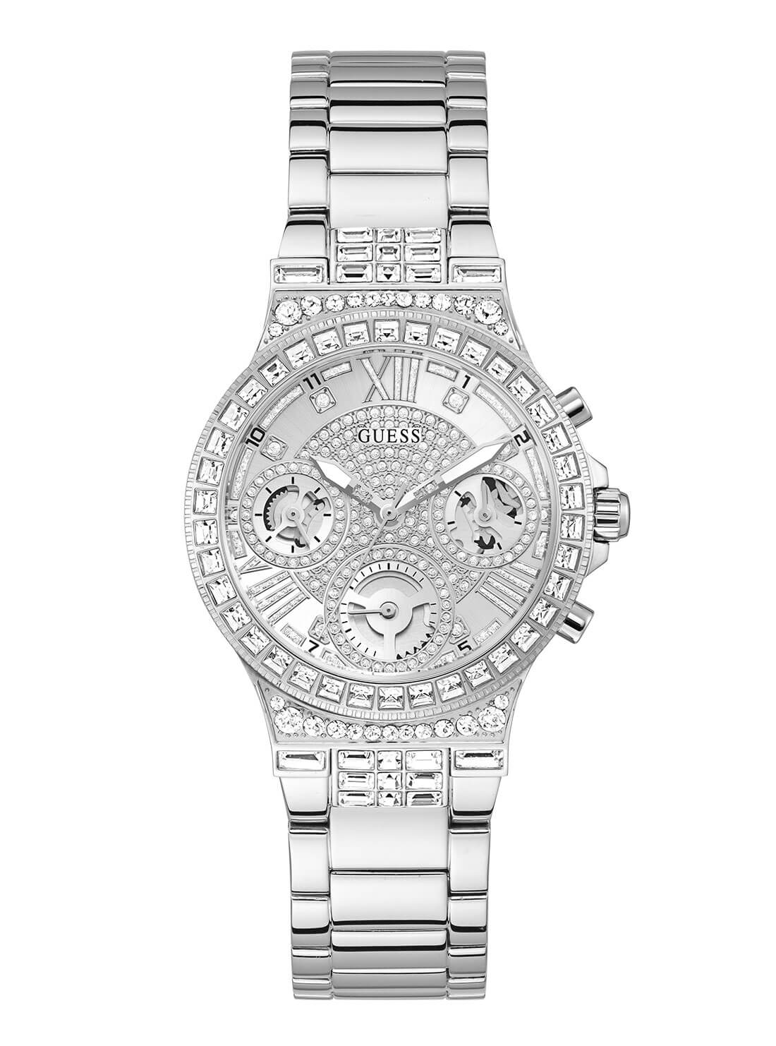 GUESS Womens Silver Crystal Moonlight Watch GW0320L1 Front View