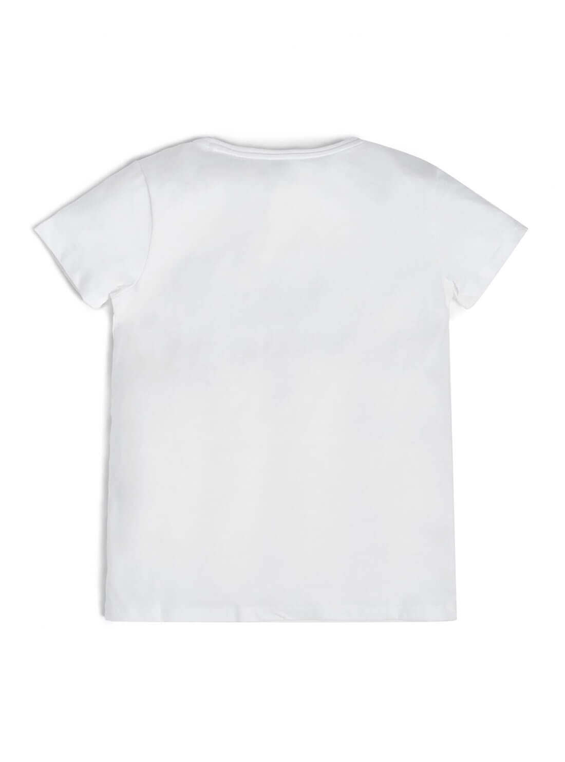 GUESS Kids Big Girl Organic White Organic Triangle Logo T-Shirt (7-16) J73I56K8HM0 Back View