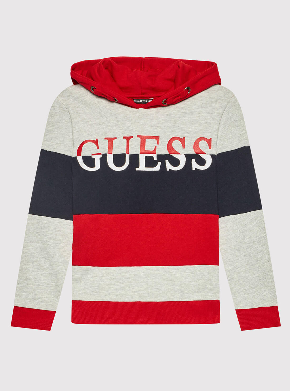 GUESS Red Multi Stripe Logo Hoodie (7-16) Front view