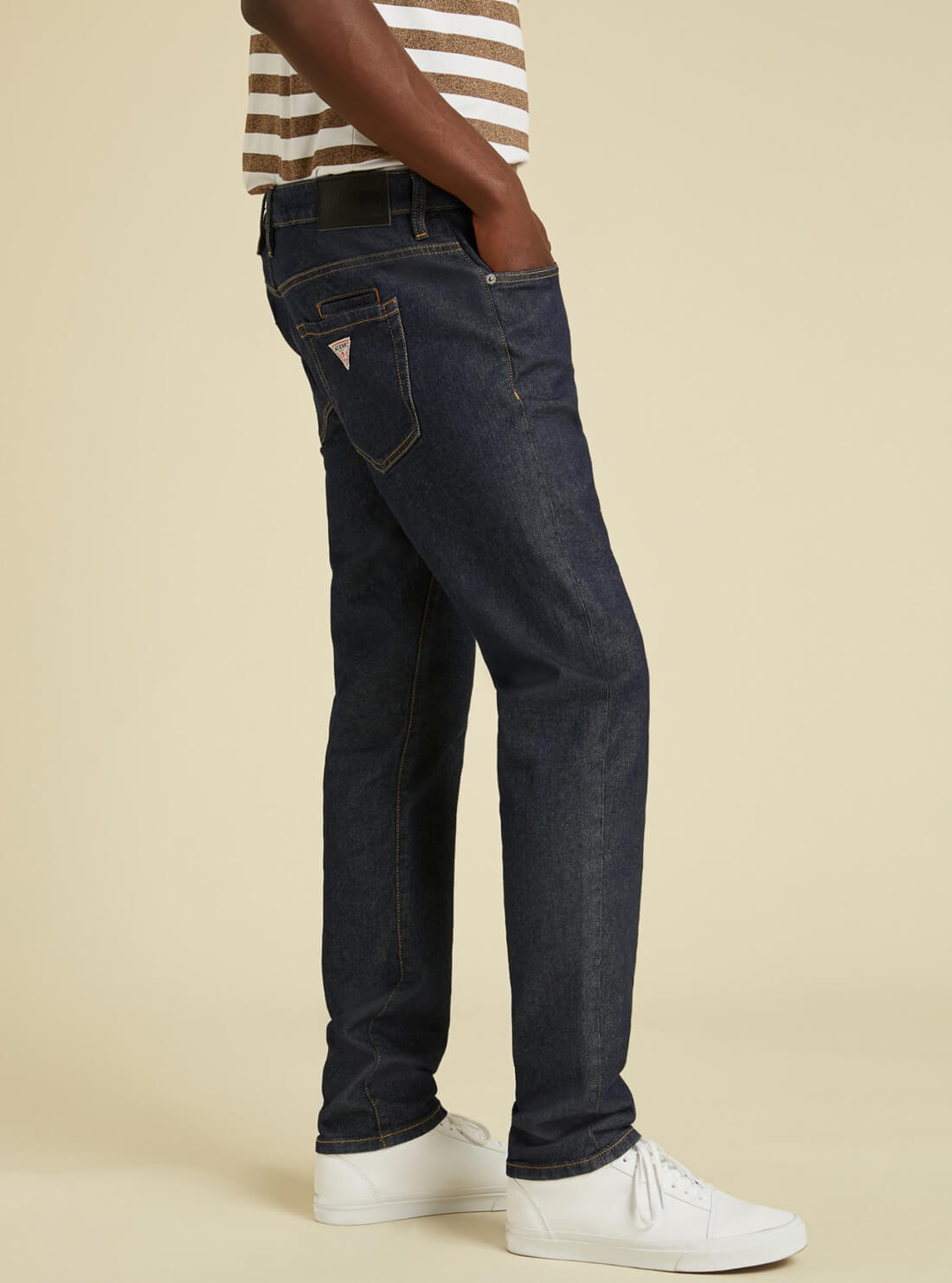 GUESS Mens GUESS Originals Mid-Rise Slim Straight Denim Jeans In Dark Rinse M1BG33D49T1 Side View