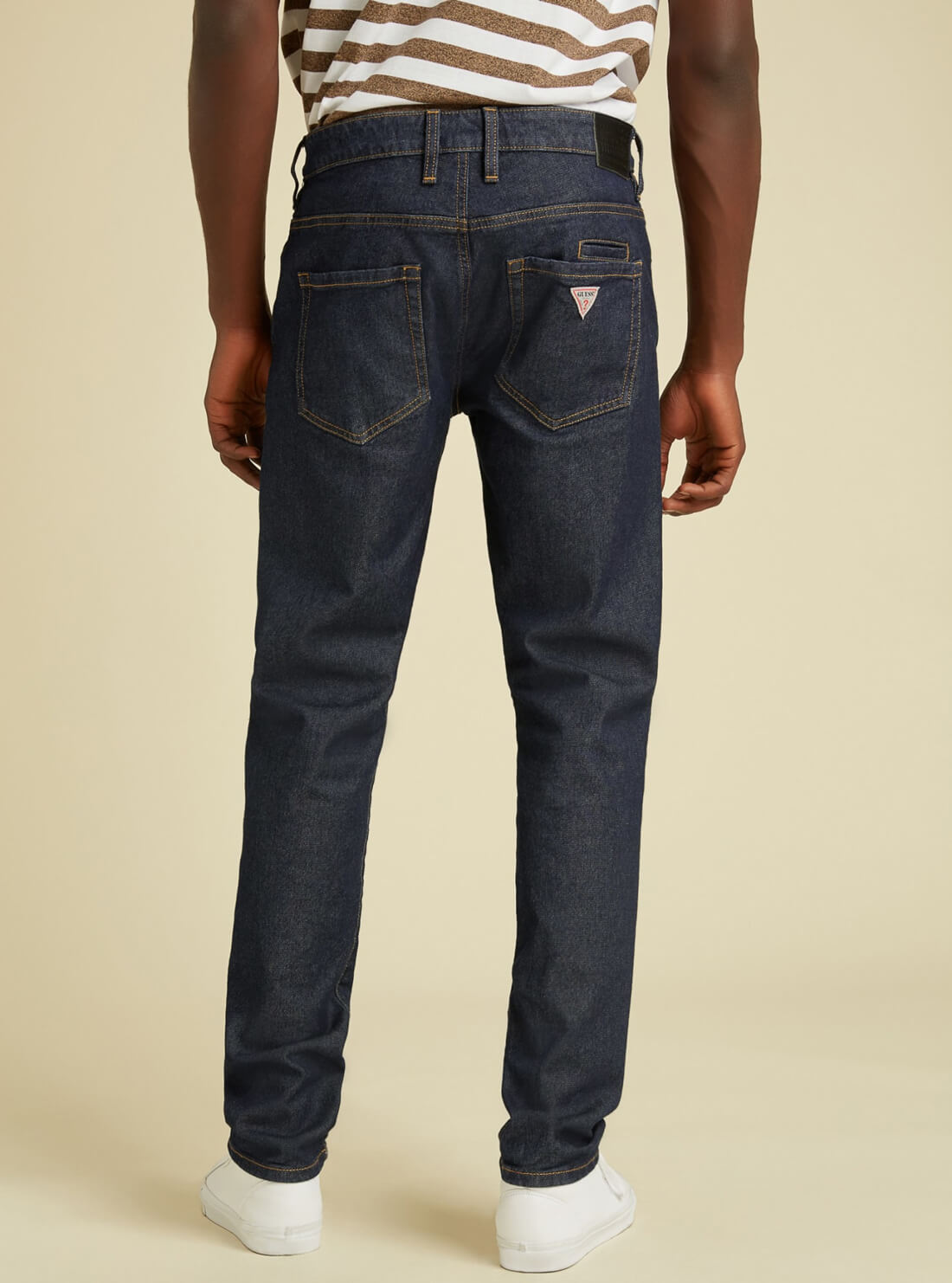GUESS Mens GUESS Originals Mid-Rise Slim Straight Denim Jeans In Dark Rinse M1BG33D49T1 Back View