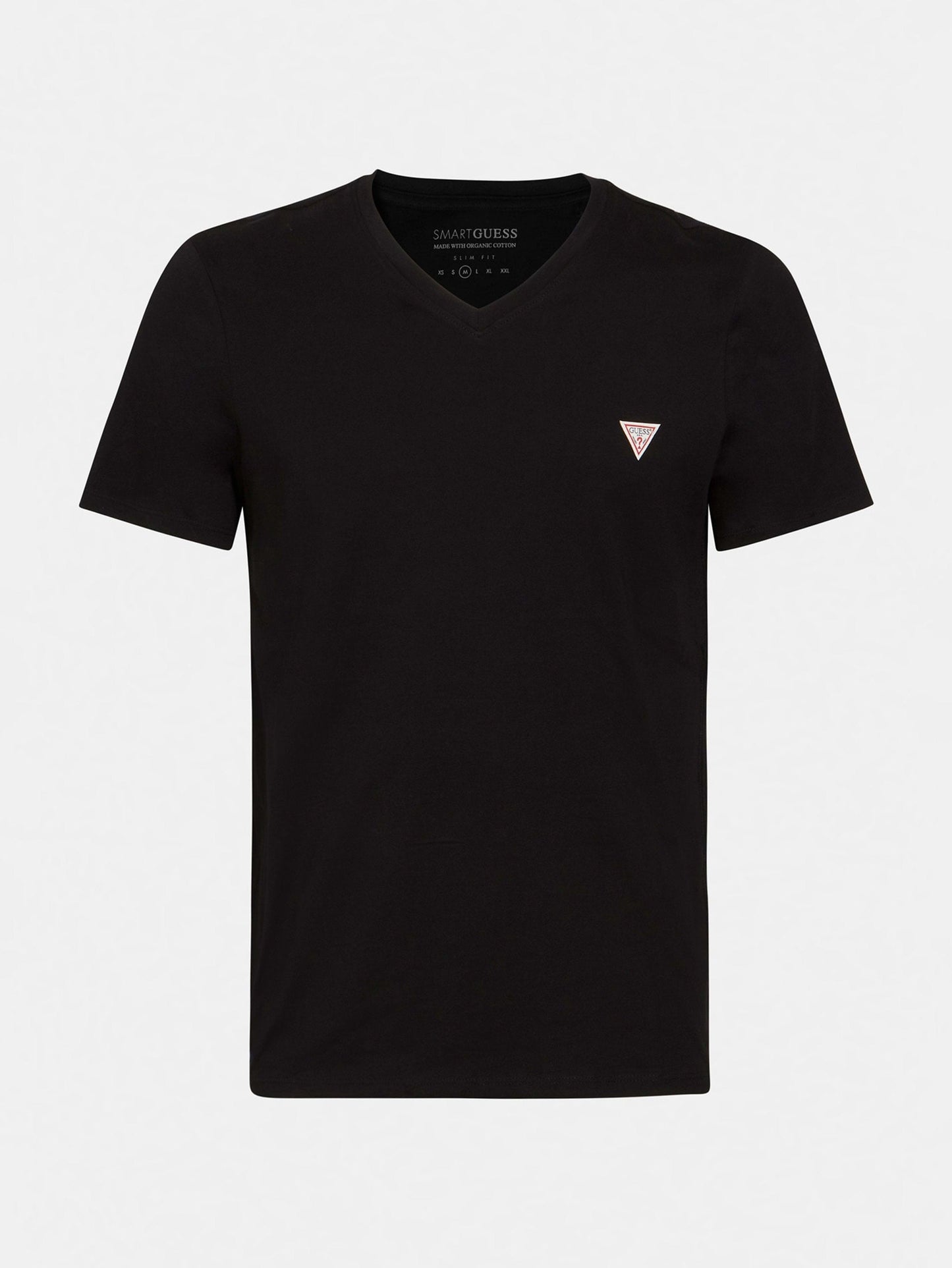 GUESS Mens Eco Black V-Neck Basic T-Shirt M1RI37I3Z11 Ghost  Front View