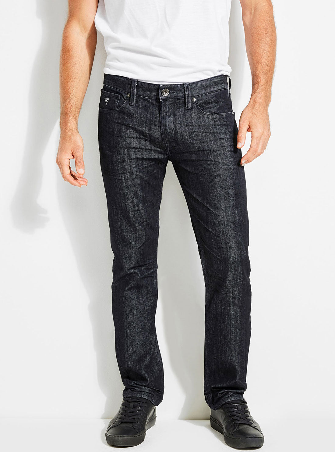 GUESS Mens Low-Rise Slim Straight Denim Jeans in Smokescreen Wash MB3AS121OD0 Full View