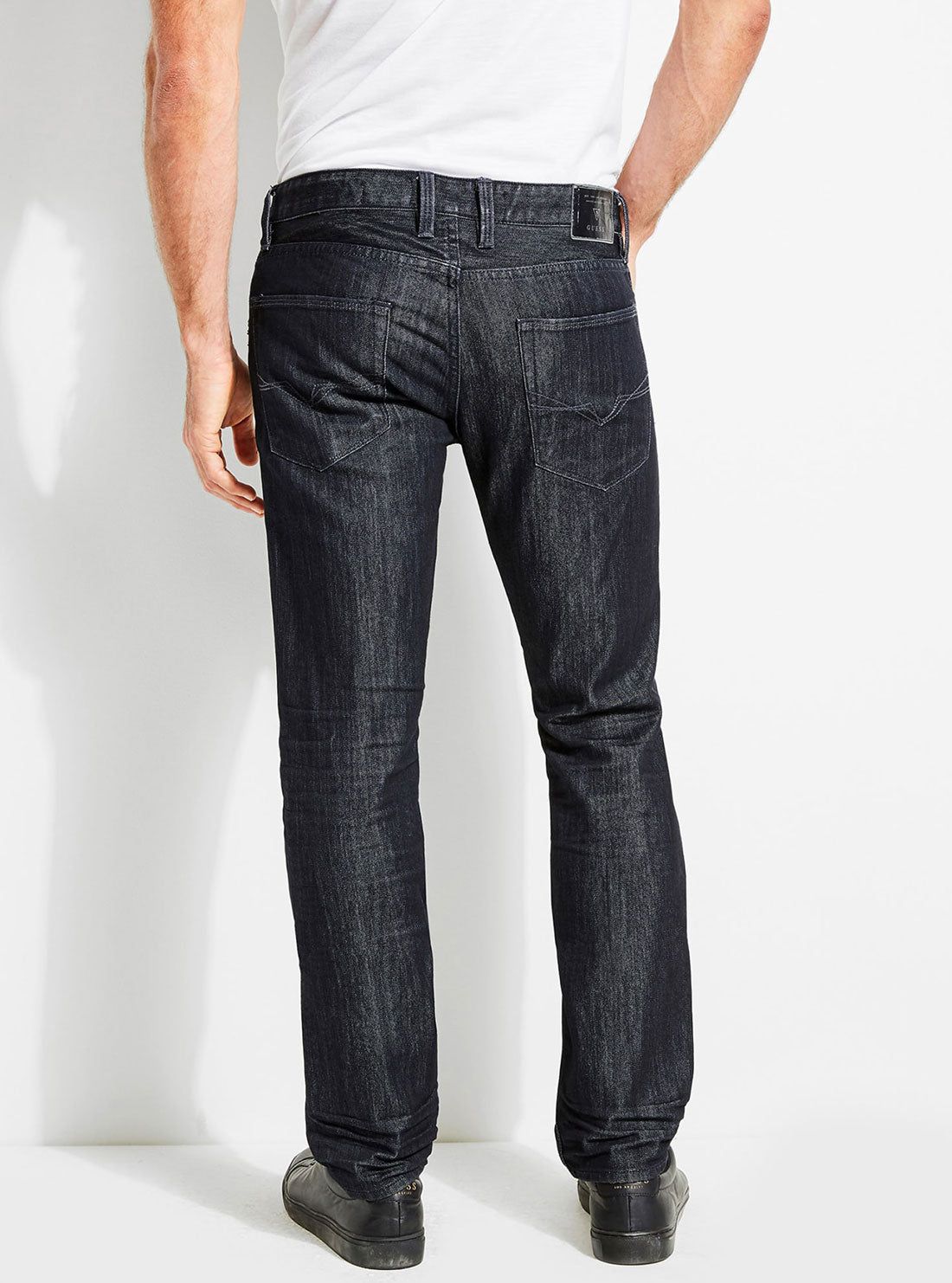 GUESS Mens Low-Rise Slim Straight Denim Jeans in Smokescreen Wash MB3AS121OD0 Back View