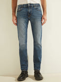 GUESS Mens Low-Rise Slim Straight Denim Jeans in Stratus Blue Wash MBGAS13041B Front View