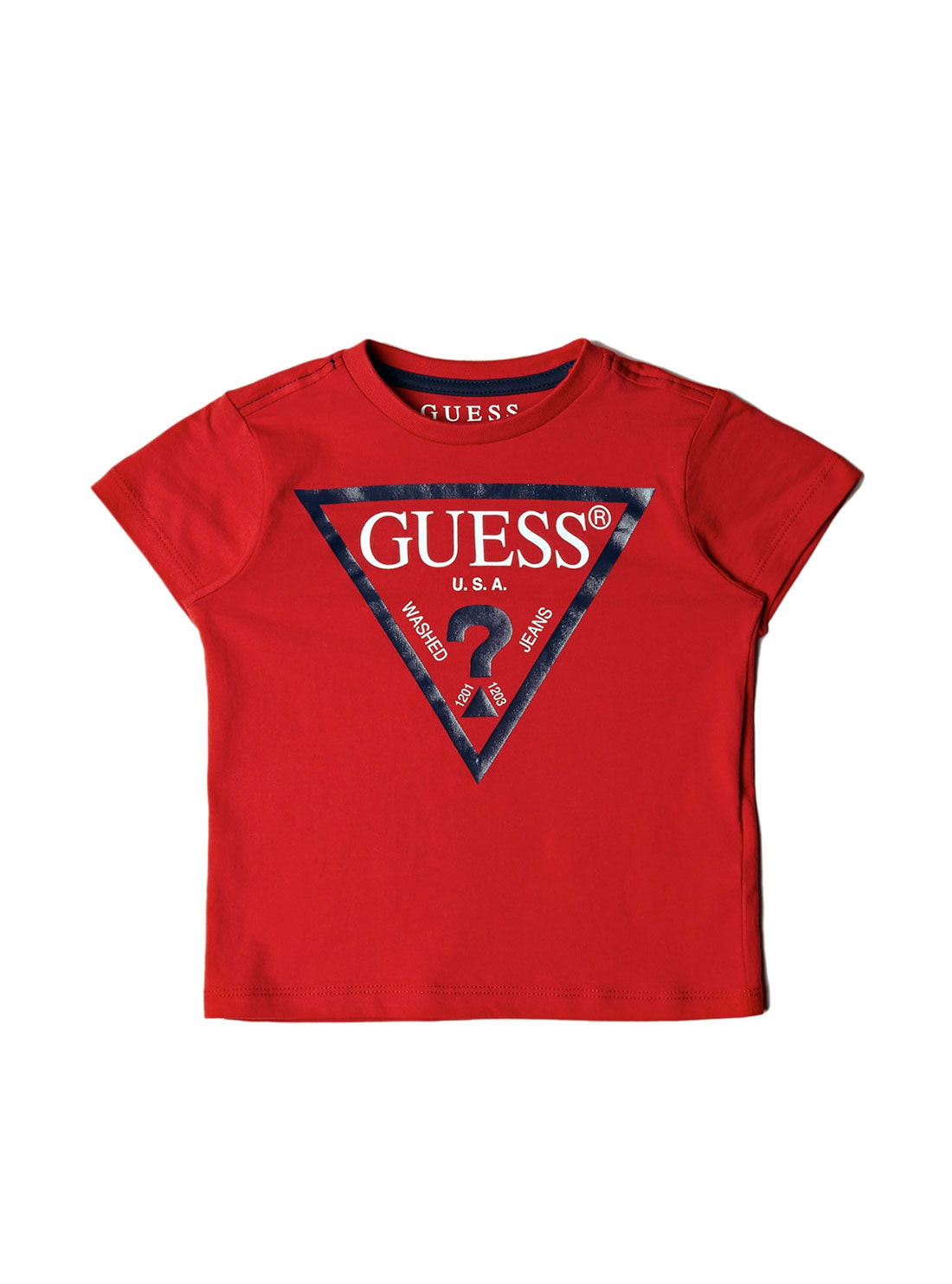 GUESS Little Boys Red Logo Short Sleeve T-Shirt (2-7)  N73I55K8HM0 Front View