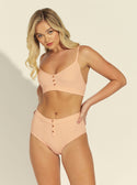 GUESS Womens  Eco Pink Addy Ribbed Bralette O1BC08RB00P Front View