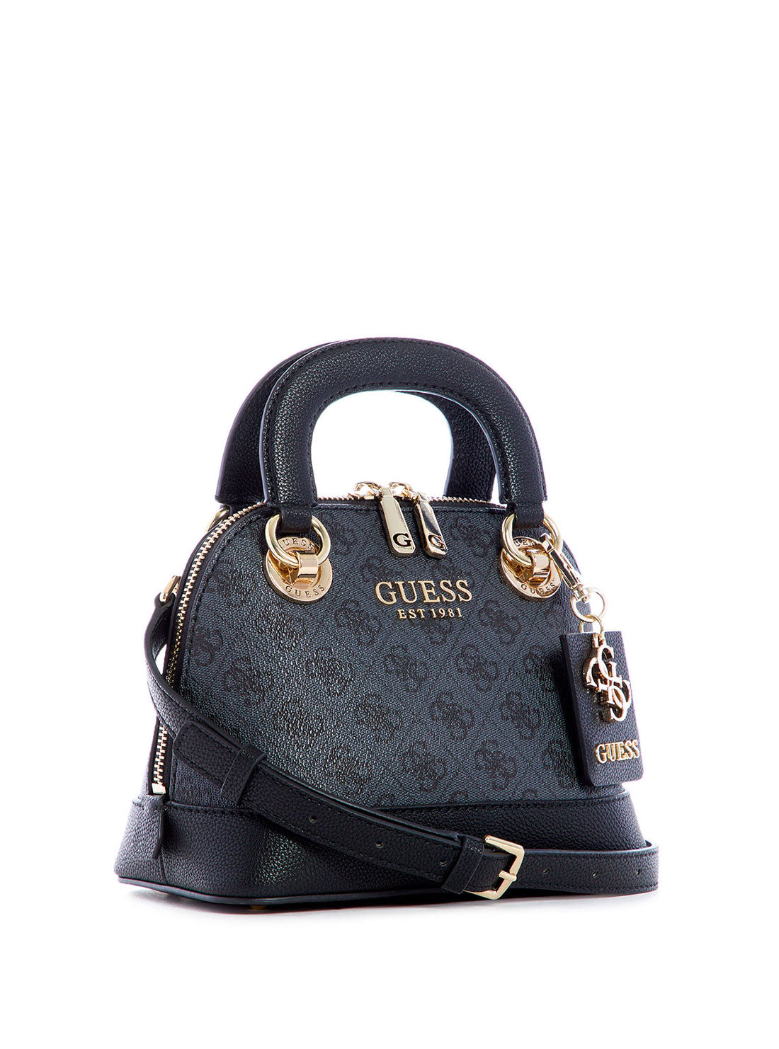 GUESS Womens Black Cathleen Small Dome Satchel SG773705 Front Side View