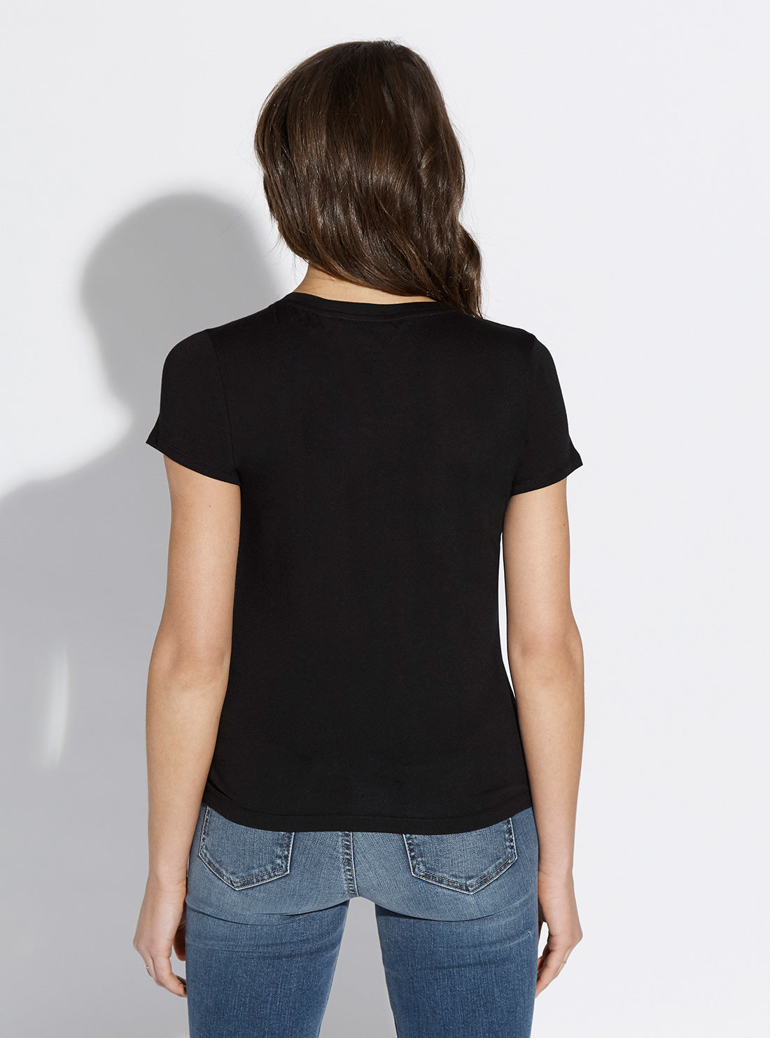 GUESS Womens Eco Black Short Sleeve GUESS Logo Baby T-Shirt W0GI64R9I50 Back View