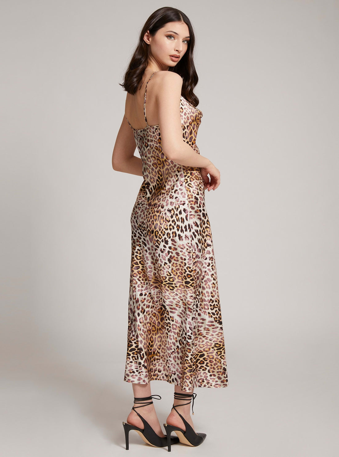 GUESS Womens Eco Leopard Print New Akilina Maxi Dress W1YK1CWD8G2 Back View