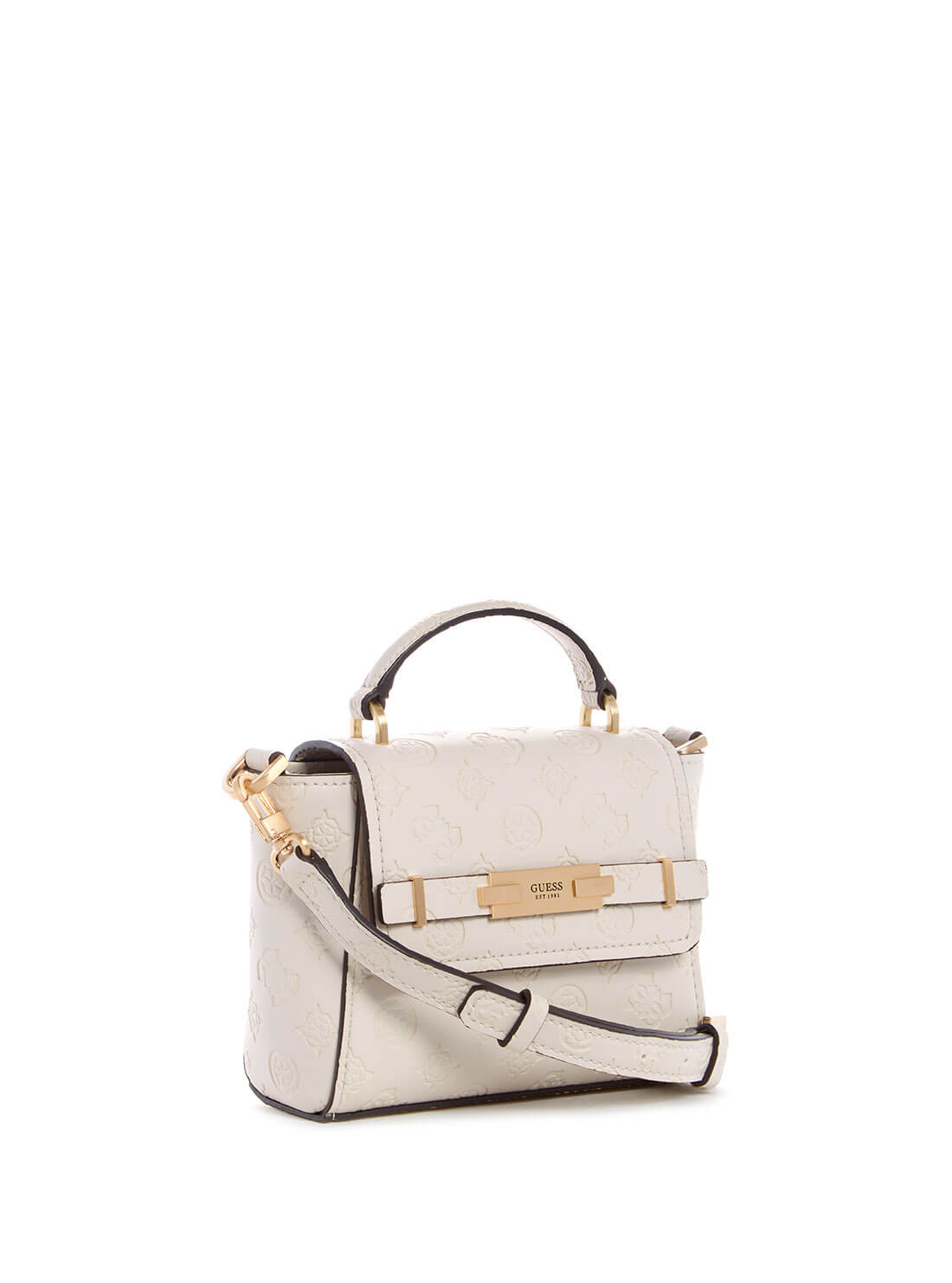 GUESS White Bea Mini Top Handle Bag side view
