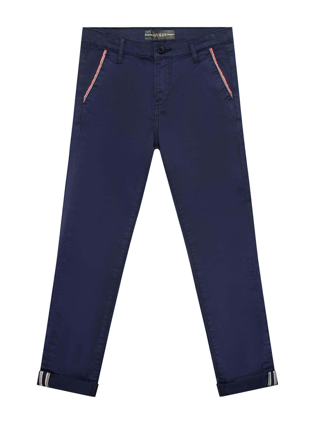GUESS Little Boys Navy Blue Sateen Slim Chino Pants (2-7) N1YB00WE2W0 Front View