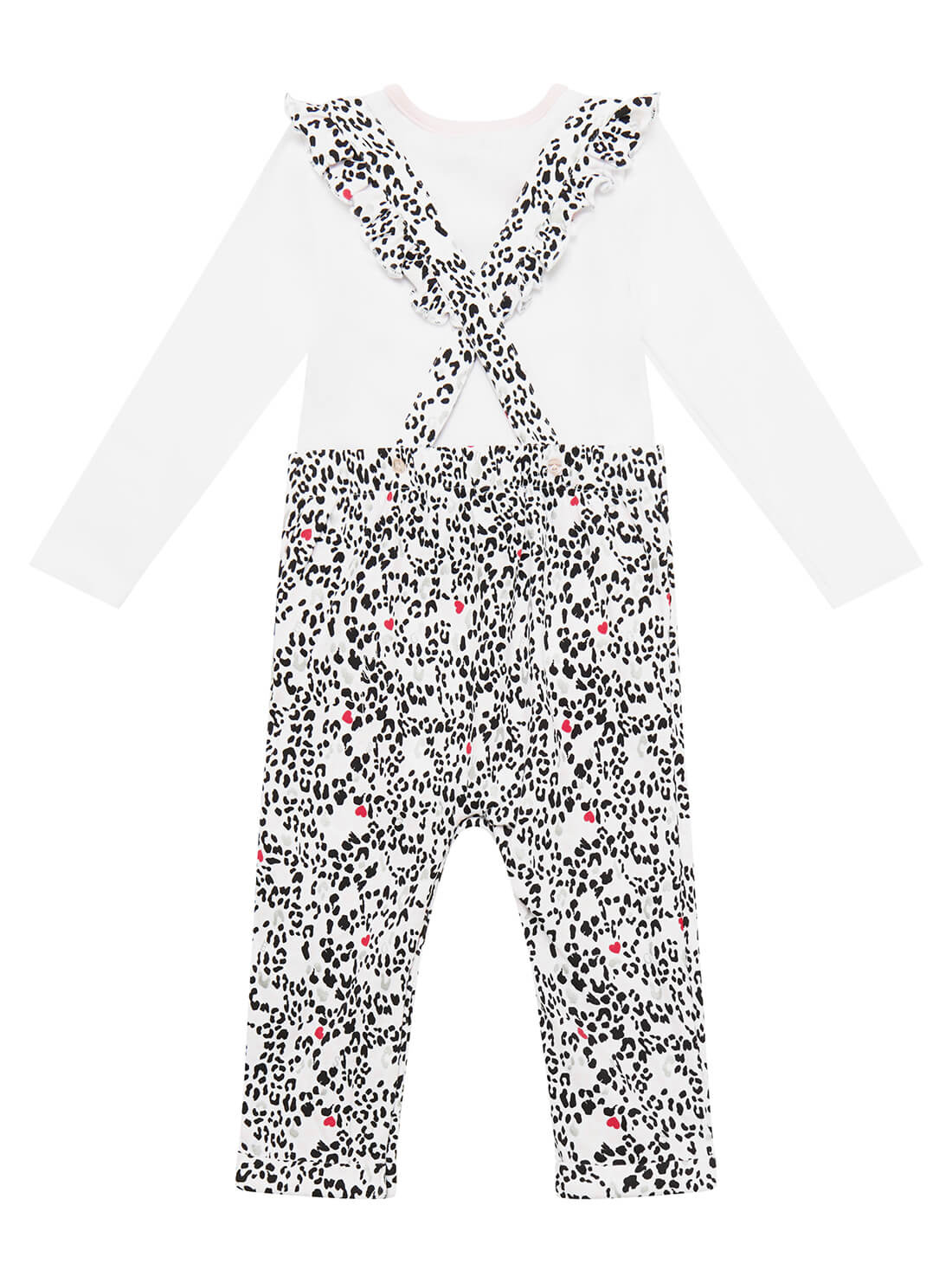 GUESS Baby Girl Black White Dalmatian Top And Overall 2-Piece Set (0-12m) S1YG02J1311 Back View