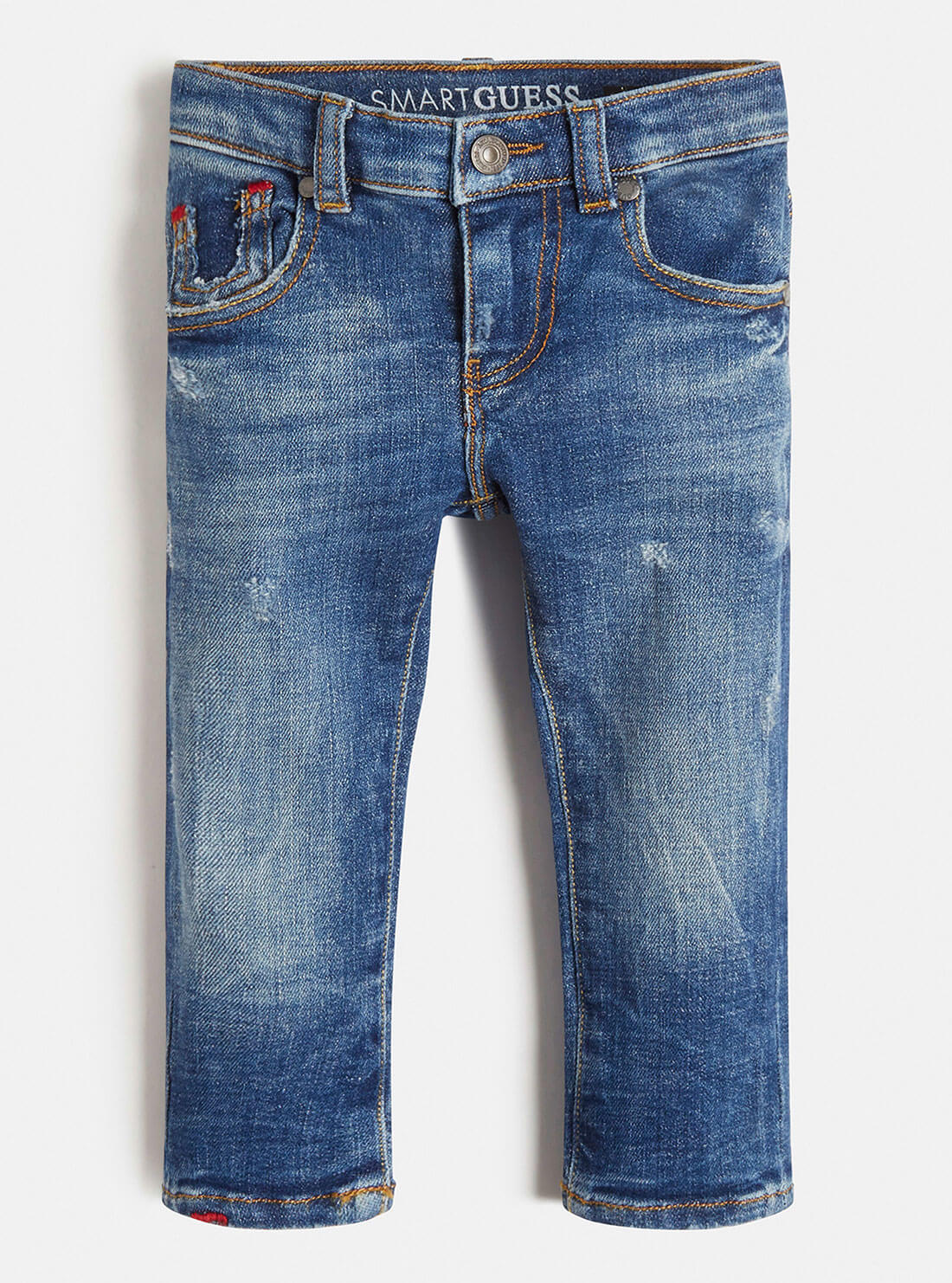 GUESS Little Boys Mini Me Skinny Denim Jeans in Mid-Wash (2-7) N1RA14D46A0  Front View