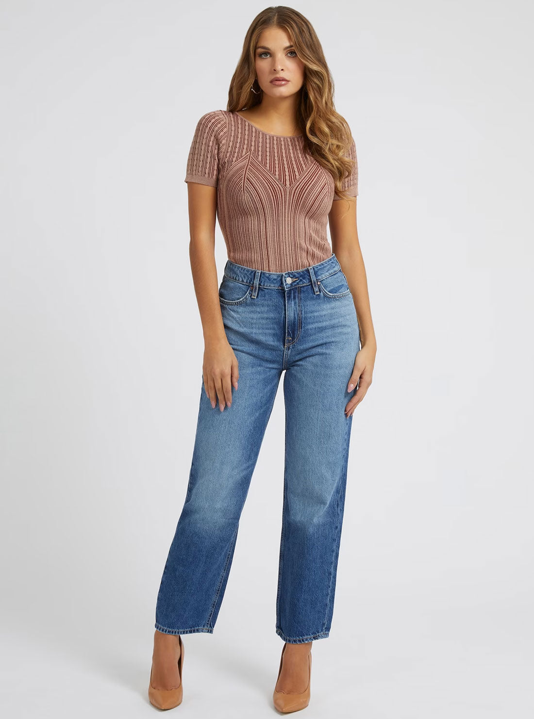 guess Eco High-Rise Hollywood Relaxed Womens Denim Jeans In The Challenge full view
