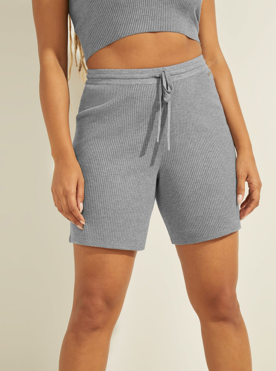 GUESS Womens Grey Charli Bermuda Shorts W1YR29R2UJ0 Front View