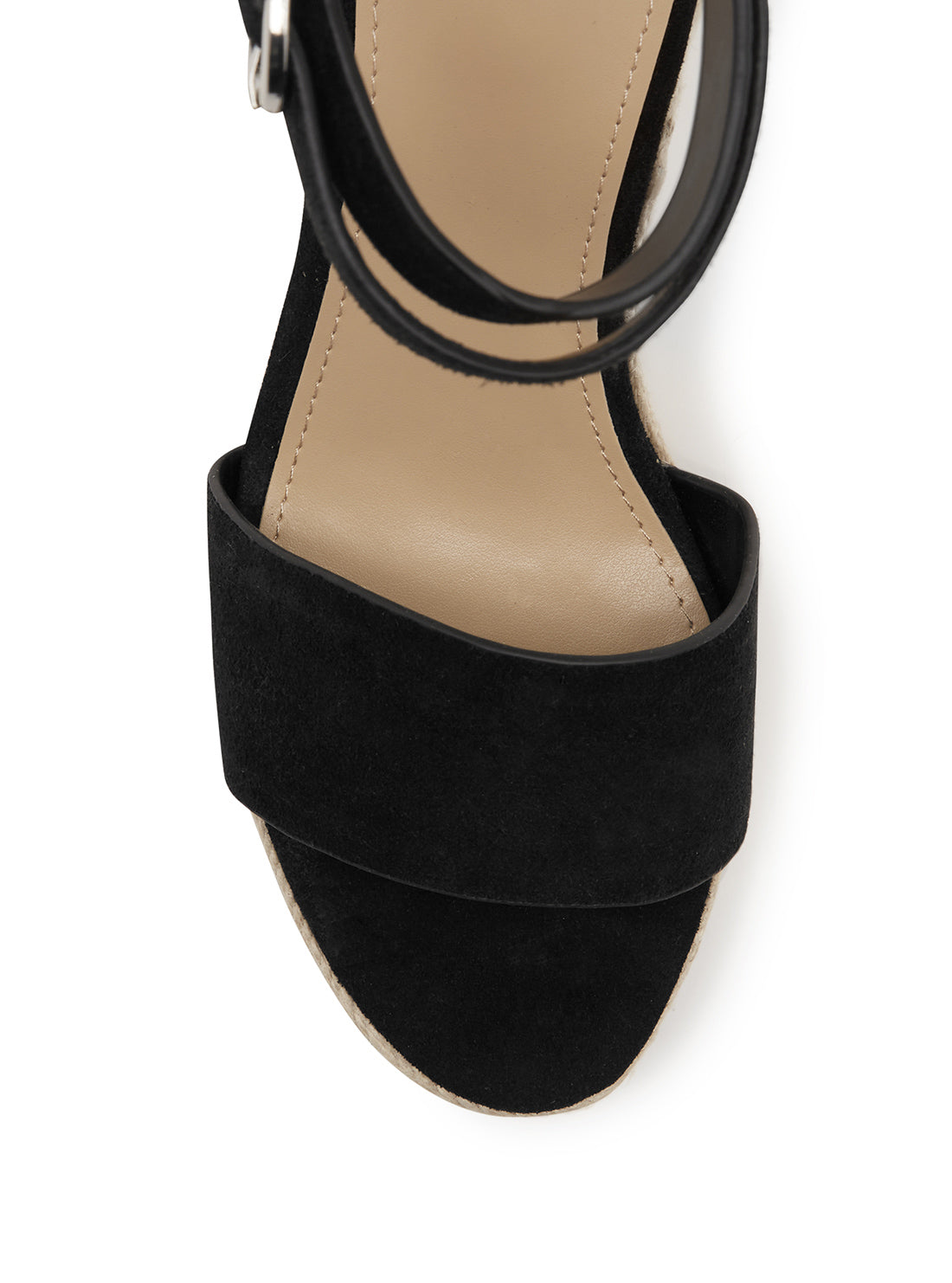 GUESS Womens Black Hidy Suede Espadrille Wedges HIDY Front View