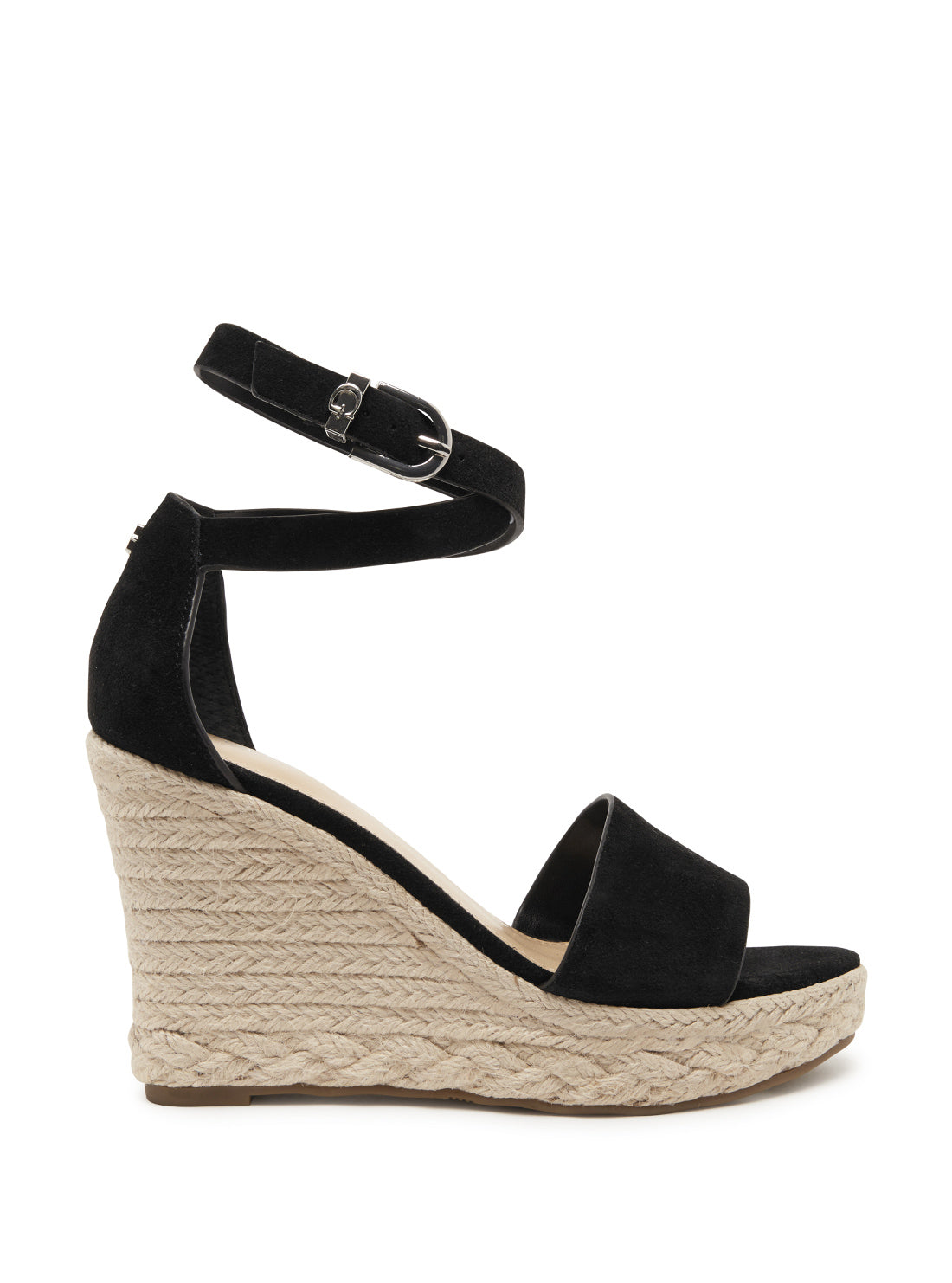 GUESS Womens Black Hidy Suede Espadrille Wedges HIDY Side View