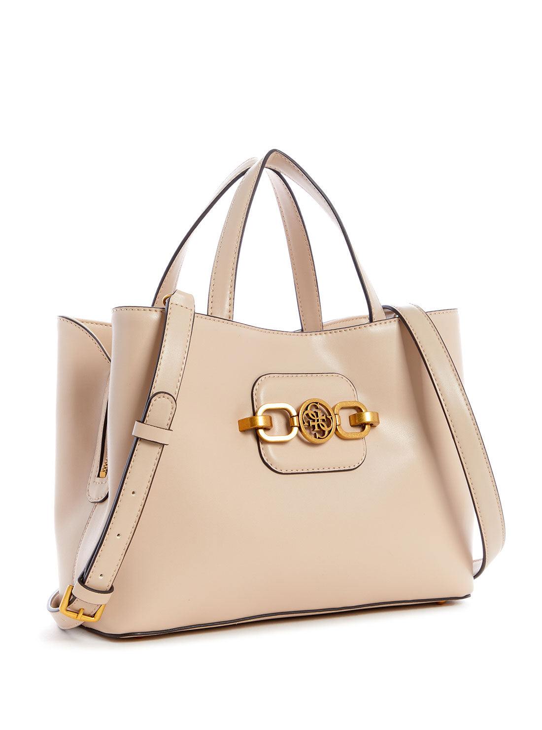 GUESS Womens  Beige Hensely Girlfriend Satchel  VB811307 Front Side View