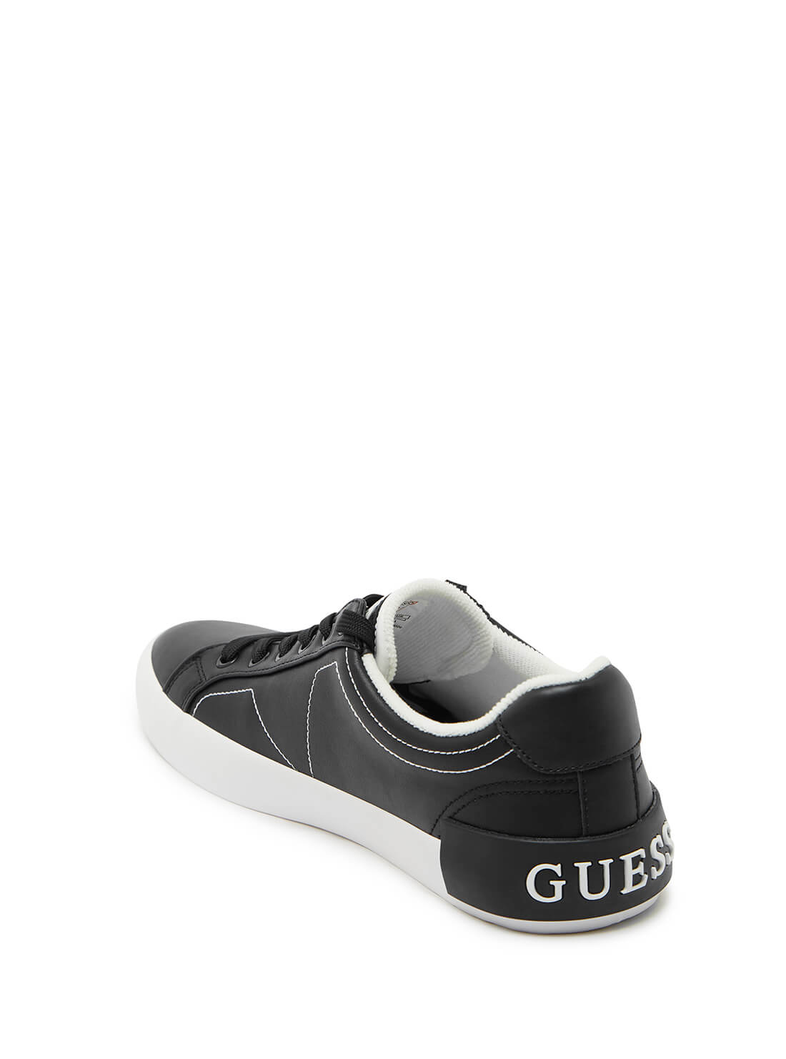 GUESS Mens Black Logo Pisco Low-Top Sneakers PISCO-A Back View