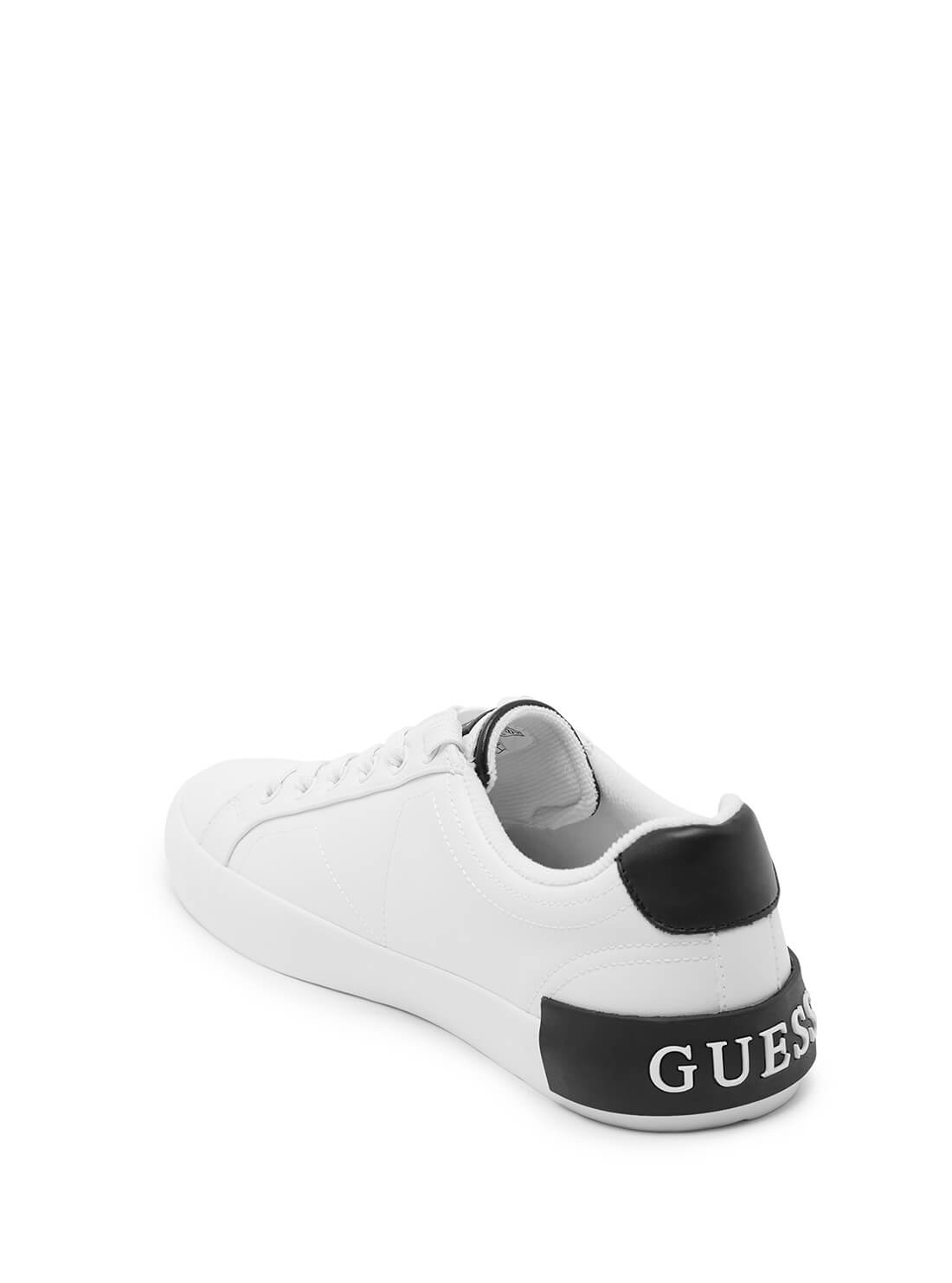 GUESS Mens White Logo Pisco Low-Top Sneakers PISCO-A Back View