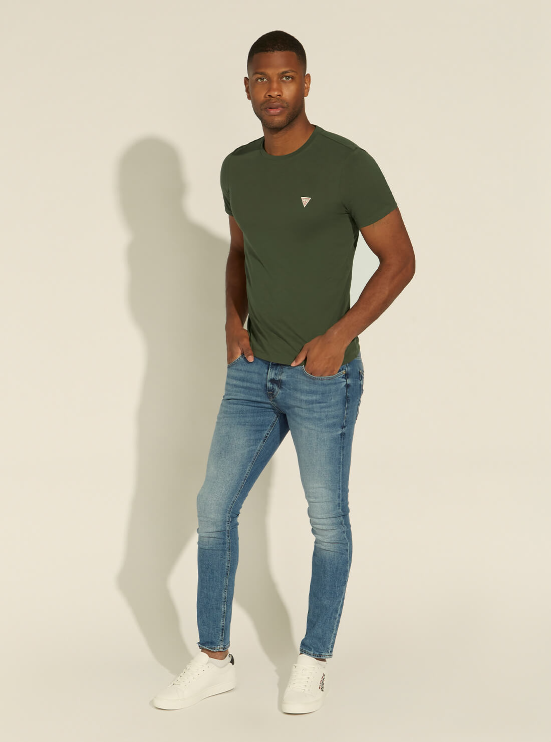 GUESS Mens Low-Rise Miami Skinny Denim Jeans in Carry Light Wash M1YAN1D4GV6 Full View