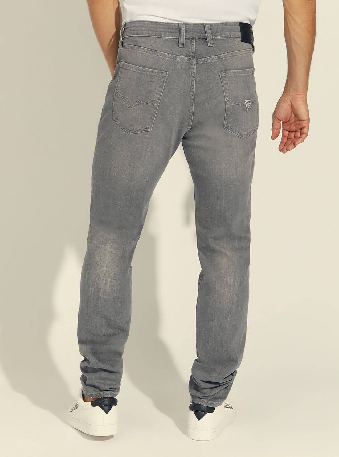GUESS Mens Mid-Rise Slim Tapered Drake Denim Jeans in Grey Supra Wash M1BA37D4I04 Back View