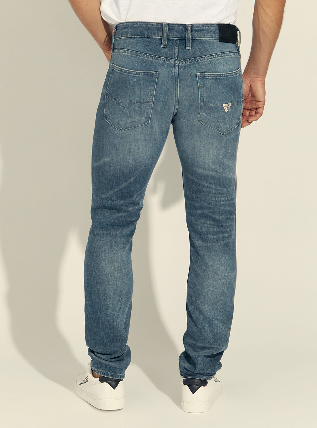 GUESS Mens Mid-Rise Slim Tapered Denim Jeans In Silverstar Wash M1BAS2D3Y43 Back View