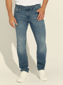 GUESS Mens Mid-Rise Slim Tapered Denim Jeans In Silverstar Wash M1BAS2D3Y43 Front View