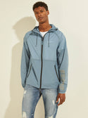 GUESS Mens Cloud Blue Nylon Logo Windbreaker Jacket U1GA05WO05L Front View