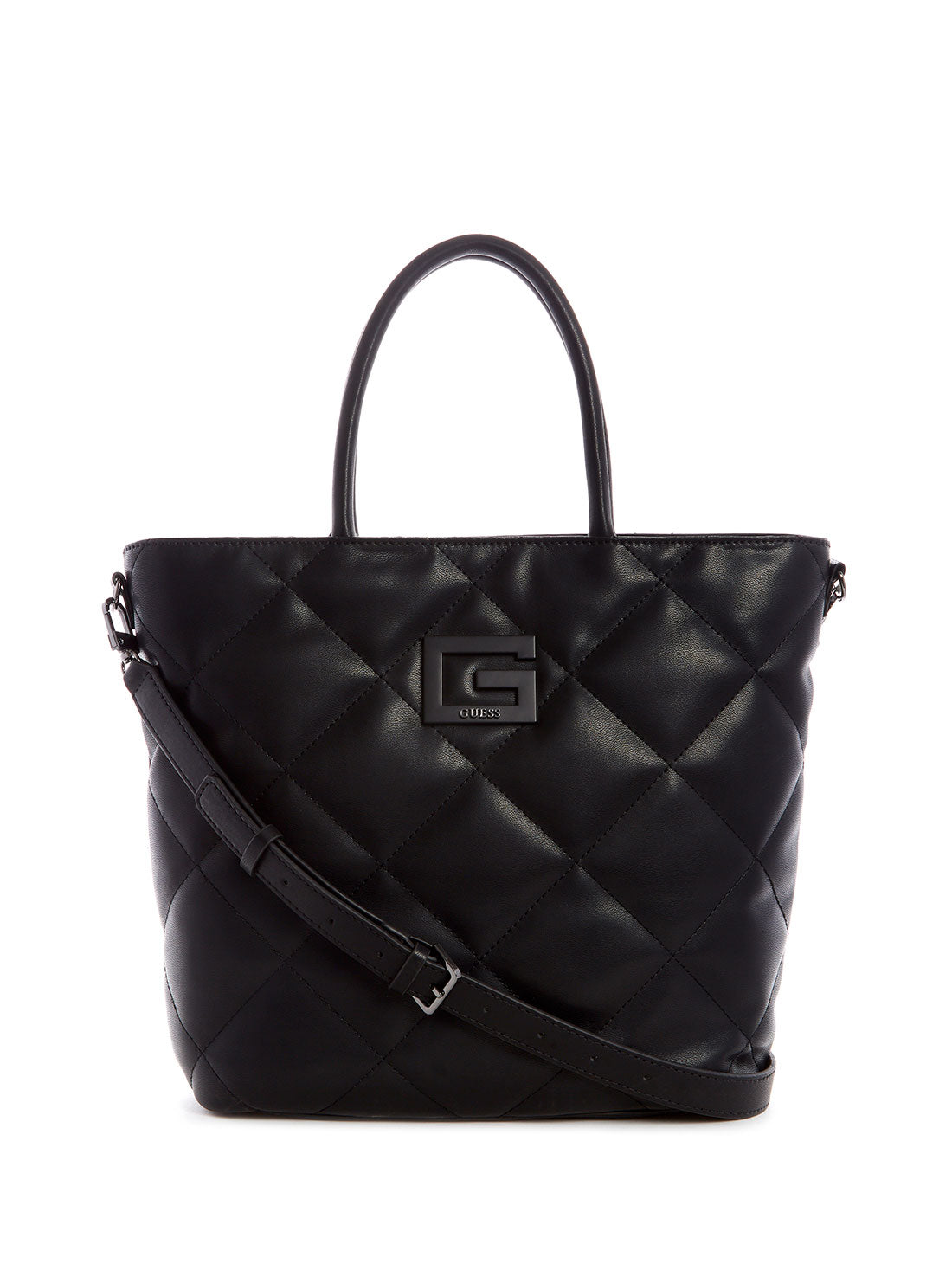 GUESS Womens Black Quilted Brightside Tote Bag QM758023 Front View