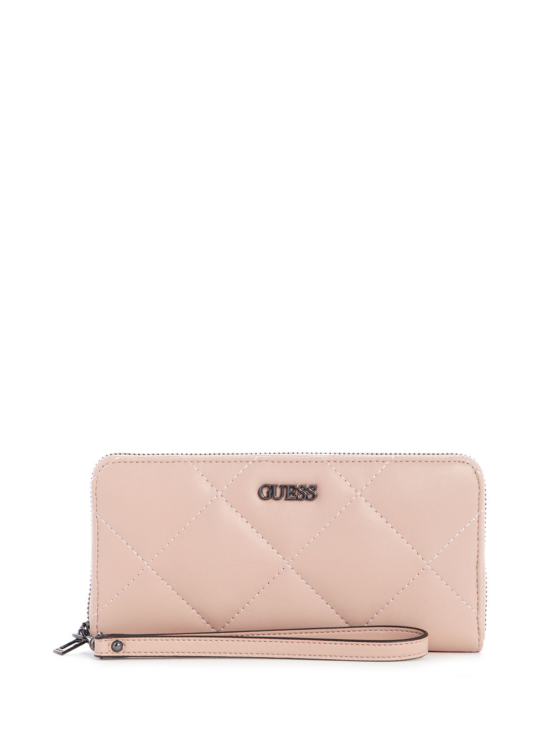 GUESS Womens Blush Pink Quilted Khatia Large Wallet QM838146 Front View