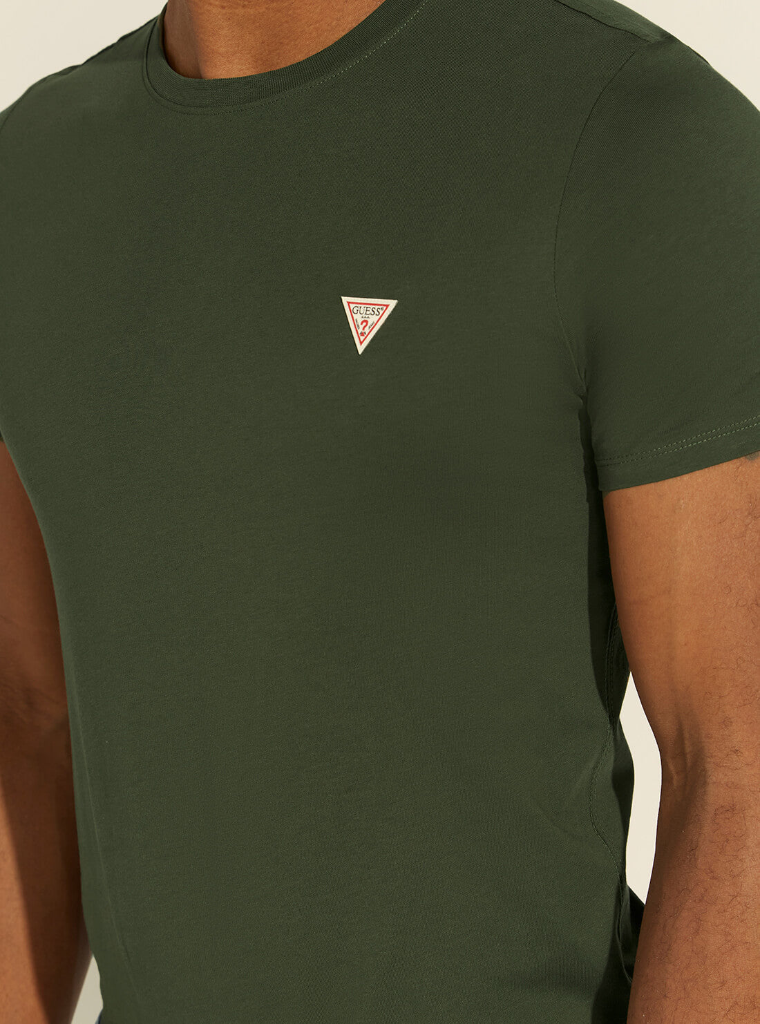 GUESS Mens Olive Slim Fit Logo T-Shirt M1RI36I3Z11 Detail View