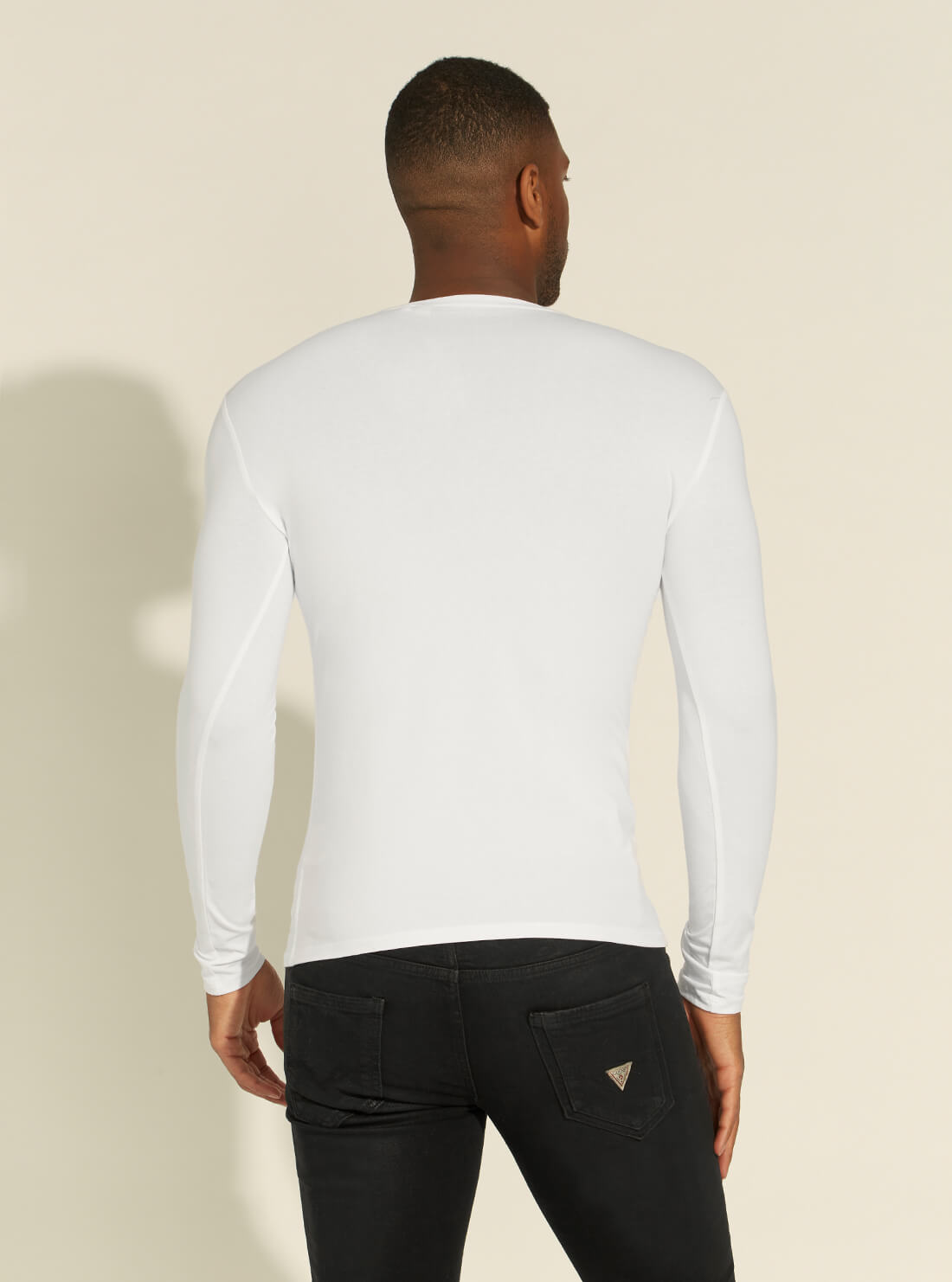 GUESS Mens White Super Slim Long Sleeve T-Shirt M1RI28J1311 Back View